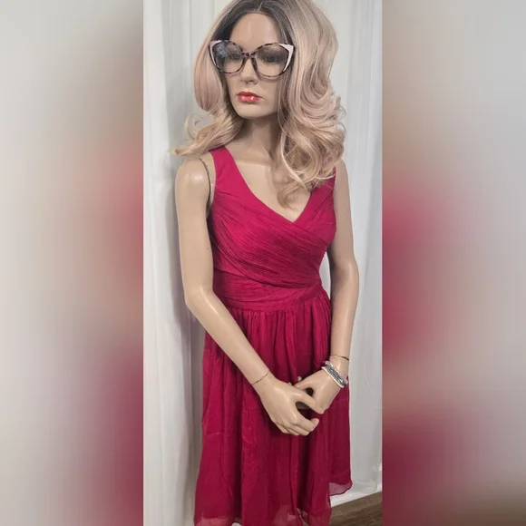 J. CREW 6 Tall Red/Fuchsia Cocktail Dress. Silk. Pristine Condition. - Picture 2 of 6